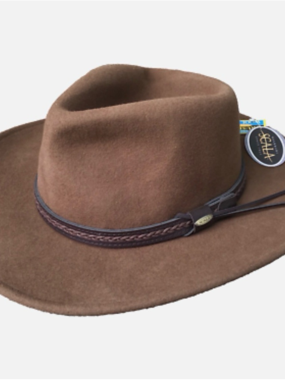 Scala Brown Wool Felt Rancher Hat with Braided Trim